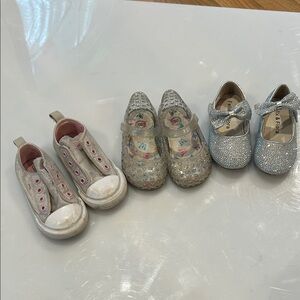 Glittery Silver Kids Sneakers, jellies, and sparkly dress shoes.